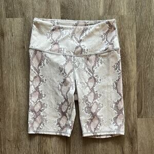 Varley Albury Champagne Snake Biker Shorts Size Small High Rise Supportive